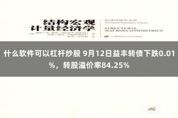 什么软件可以杠杆炒股 9月12日益丰转债下跌0.01%，转股溢价率84.25%