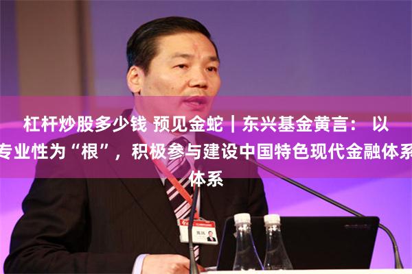 杠杆炒股多少钱 预见金蛇｜东兴基金黄言： 以专业性为“根”，积极参与建设中国特色现代金融体系