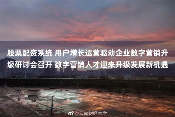 股票配资系统 用户增长运营驱动企业数字营销升级研讨会召开 数字营销人才迎来升级发展新机遇