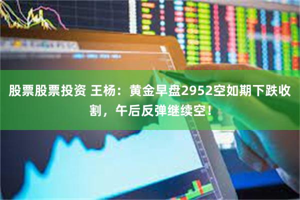 股票股票投资 王杨：黄金早盘2952空如期下跌收割，午后反弹继续空！