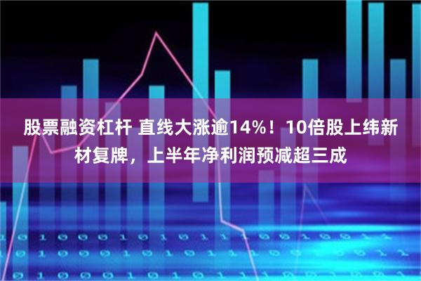 股票融资杠杆 直线大涨逾14%！10倍股上纬新材复牌，上半年净利润预减超三成