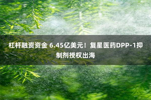 杠杆融资资金 6.45亿美元！复星医药DPP-1抑制剂授权出海